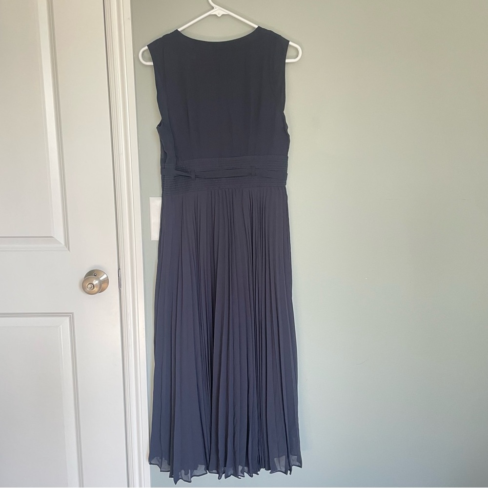 Anthropologie Leifsdottir Navy Merle Silk Pleated Midi Dress - Picture 9 of 12